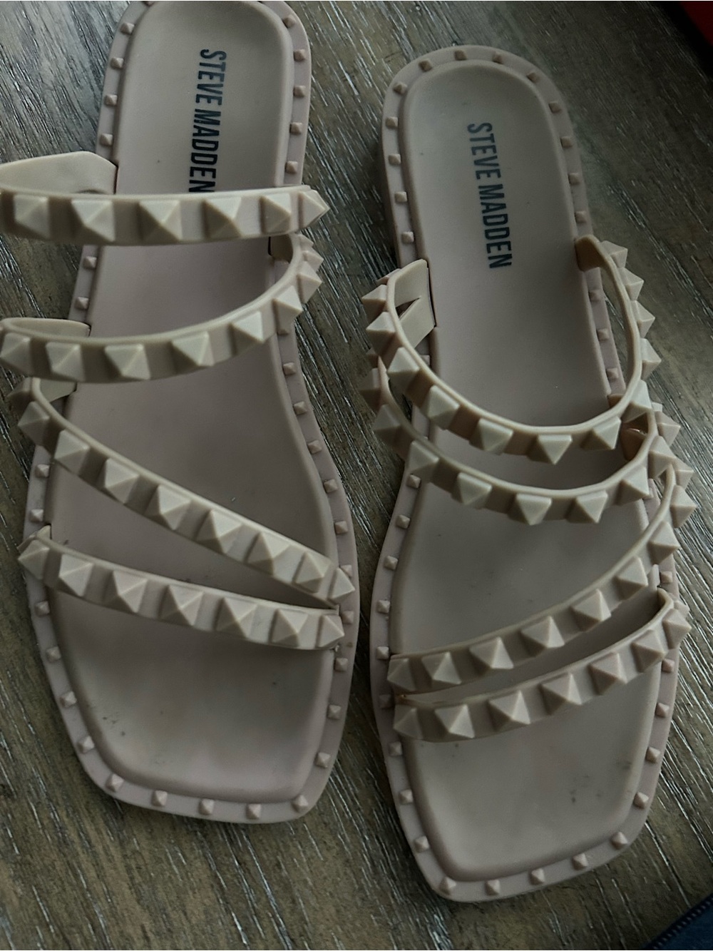 Steve Madden Women's Studded Strappy Slide Sandals — Nude